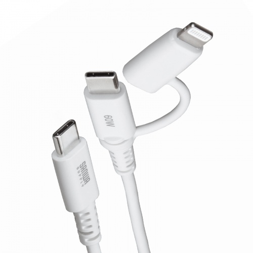 USB Type-C�P�[�u�� Lightning�ϊ� 2in1  PD60W�Ή� USB2.0 MFi�F�ؕi iPhone16 iPhone14�ȑO �f�[�^�]�� �[�d 1m �z���C�g