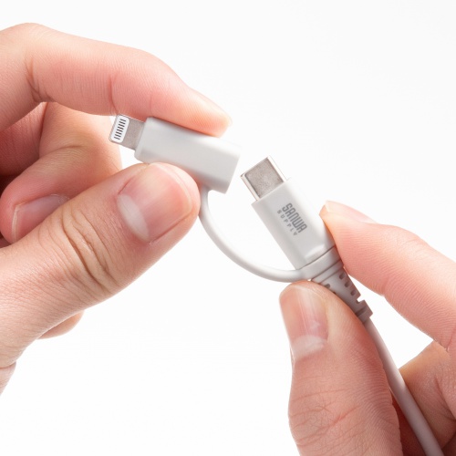 USB Type-C�P�[�u�� Lightning�ϊ� 2in1  PD60W�Ή� USB2.0 MFi�F�ؕi iPhone16 iPhone14�ȑO �f�[�^�]�� �[�d 1m �z���C�g