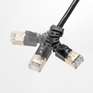 4方向固定CAT6A STP LANケーブル（ブラック・0.2m） KB-T6ASYL-002BKの 