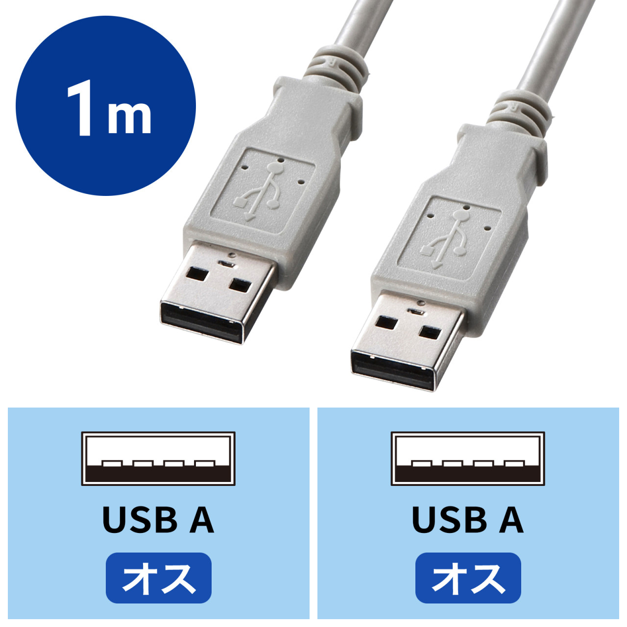 USBケーブル A-Aコネクタ 1m KB-USB-A1K2 サンワサプライ テレビで話題