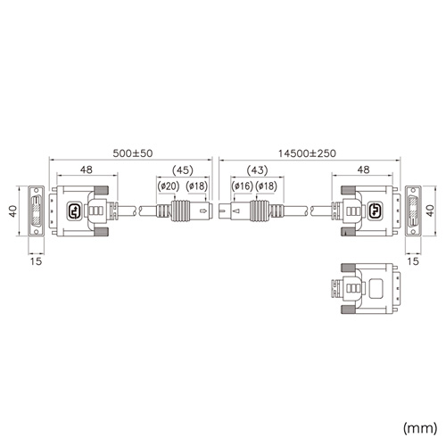 DVI工事配線ケーブル（シングルリンク・15m）KC-DVI-K150の販売商品