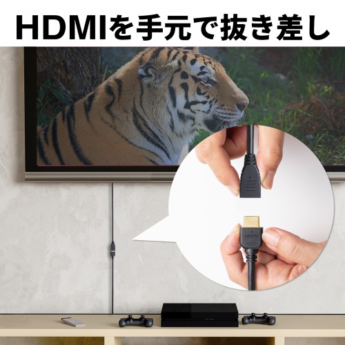 ハイスピードHDMI 延長ケーブル 3Dコネクタ ダブルスイングコネクタ フルハイビジョン FULL HD 4K 1m ブラック KM-HD20-3DEN10N