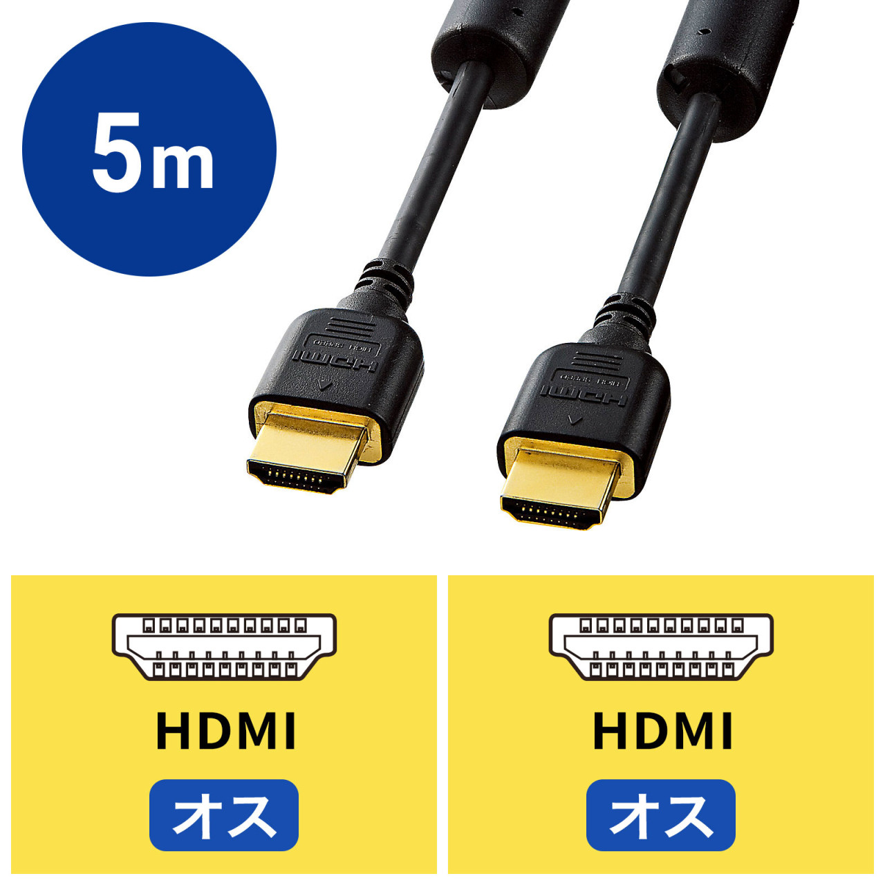 ハイスピードHDMIケーブル 5m ブラック KM-HD20-50FCKの販売商品 |通販