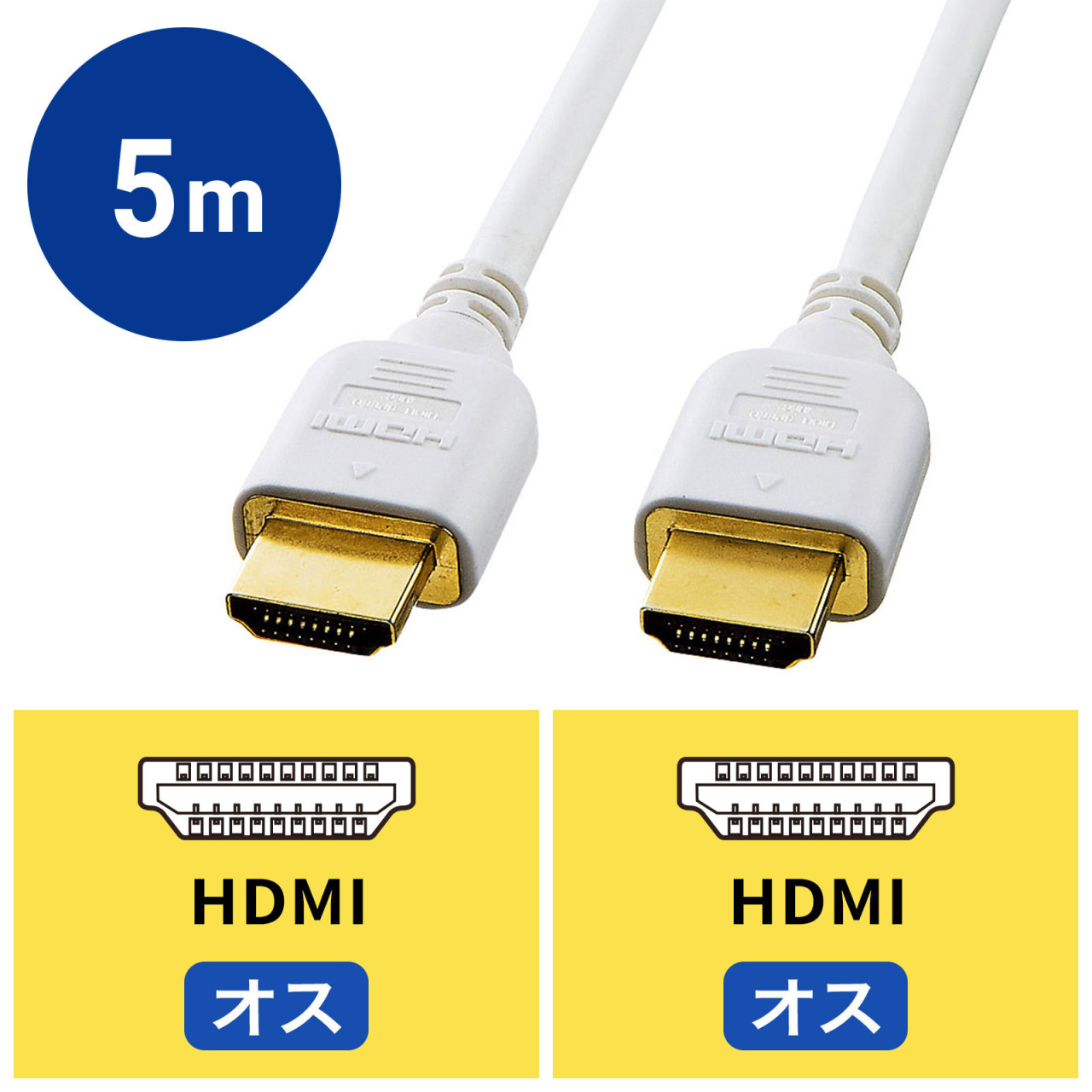 ハイスピードHDMIケーブル 5m ホワイト KM-HD20-50HWKの販売商品 |通販ならサンワダイレクト