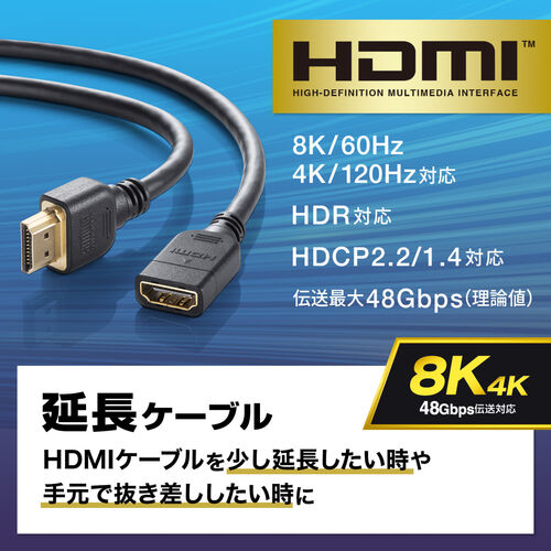 HDMI延長ケーブル 1m｜サンプル無料貸出対応 KM-HD20-UEN10 |サンワ