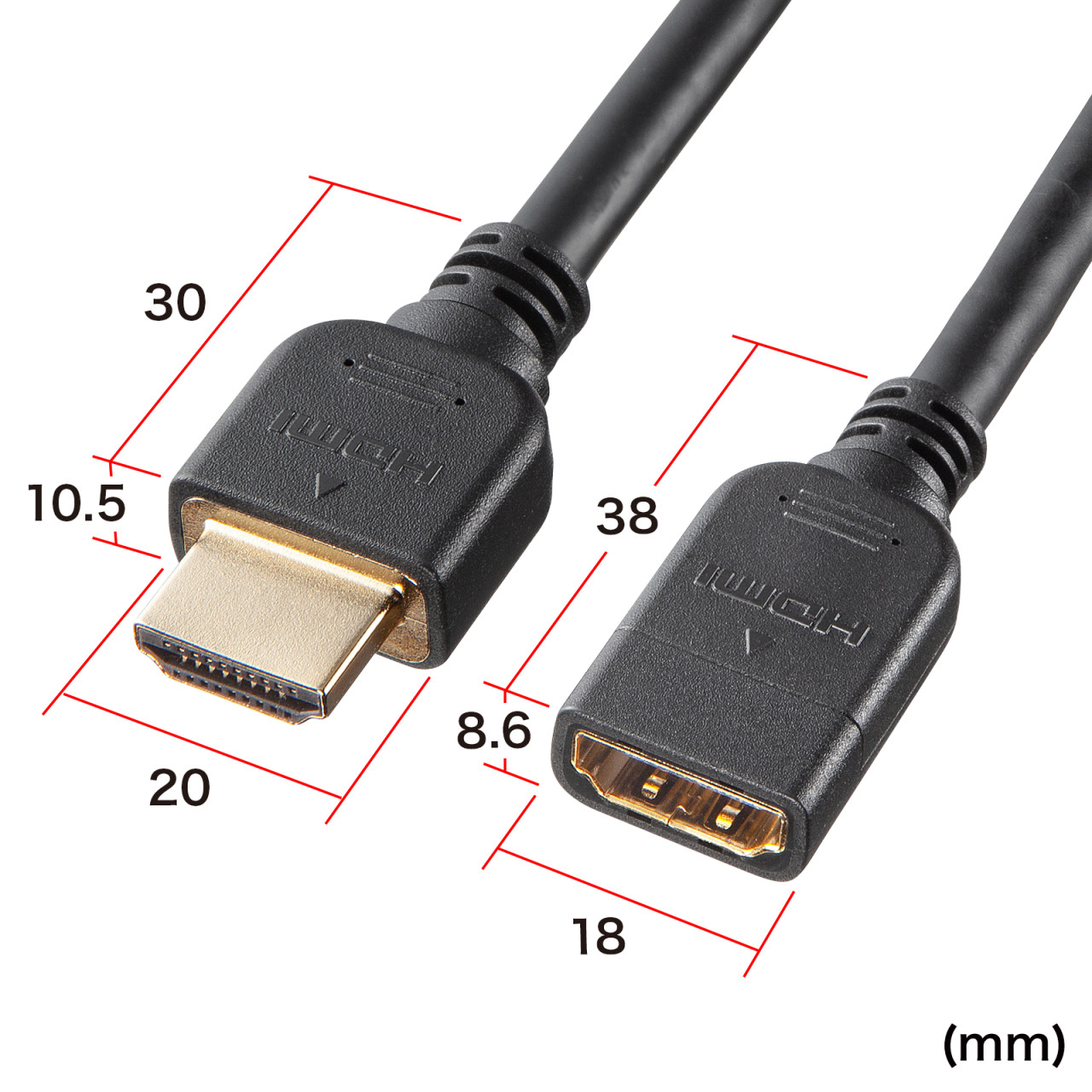 HDMI延長ケーブル 1m 48Gbps 8K 60Hz 4K 120Hz HDR対応 KM-HD20-UEN10
