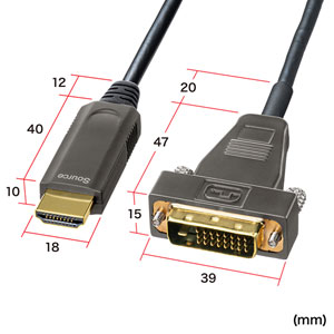 HDMI-DVI AOC（光ファイバ）ケーブル・10m｜サンプル無料貸出対応 KM