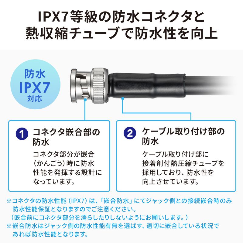 SDI�P�[�u�� �h�� IPX7 �|���G�`�����f�� HD-SDI�Ή� 3G-SDI�Ή� BNC�v���O �����P�[�u�� 3m �u���b�N