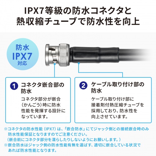 SDI�P�[�u�� �h�� IPX7 �|���G�`�����f�� HD-SDI�Ή� 3G-SDI�Ή� BNC�v���O �����P�[�u�� 3m �u���b�N