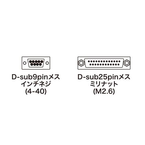 RS-232CϊP[u 0.2m D-sub9pinX C`lW(4-40)-D-sub25pinX ~ibg(M2.6) KRS-9F25F02K