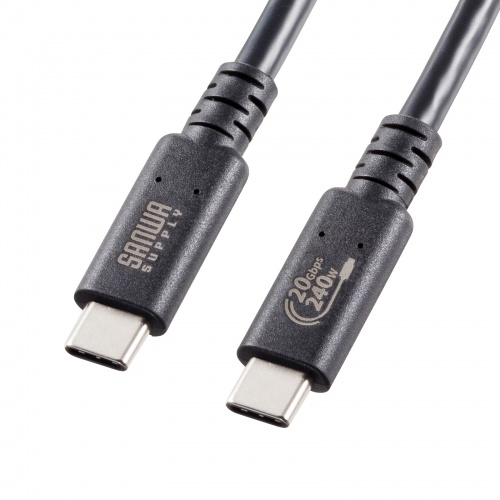 USB4 ケーブル 240W対応 1m Type C 20Gbps USB認証取得 ブラック の 