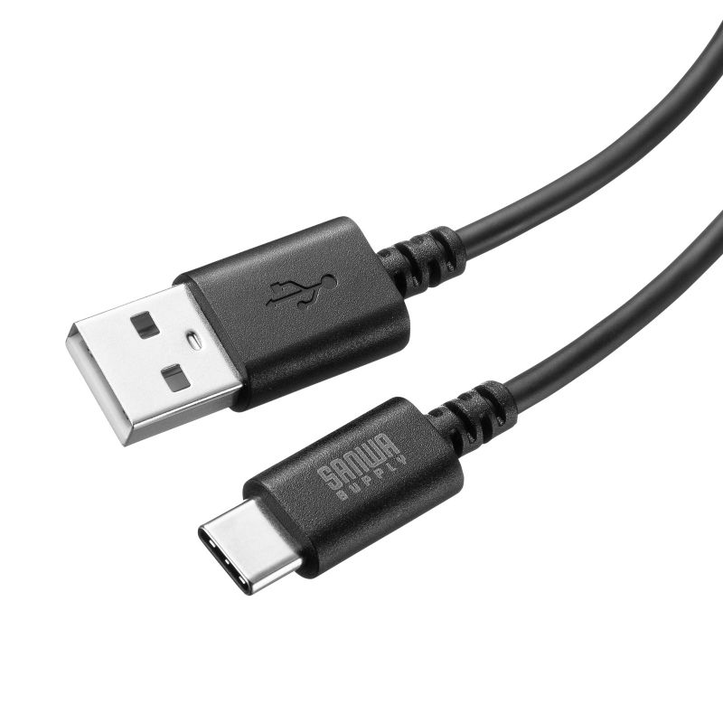 Type-C-AP[u USB2.0Ki 5V3A USB-IFFؕi ő480Mbps PVCf dV[h\ bLs 0.5m ubN KU-CA05BK