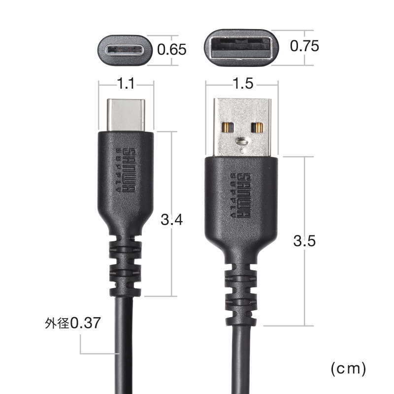 USB 2.0 Type-C�P�[�u���iC-A�E�X�g���[�g�E1m�j