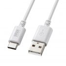 Type-C-A�P�[�u�� USB2.0�K�i 5V3A USB-IF�F�ؕi �ő�480Mbps PVC�f�� ��d�V�[���h�\�� �����b�L�s�� ��1.5m �z���C�g