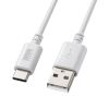 Type-C-AP[u USB2.0Ki 5V3A USB-IFFؕi ő480Mbps PVCf dV[h\ bLs 1.5m zCg KU-CA15W