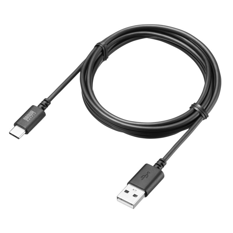 Type-C-AP[u USB2.0Ki 5V3A USB-IFFؕi ő480Mbps PVCf dV[h\ bLs 2m ubN KU-CA20BK