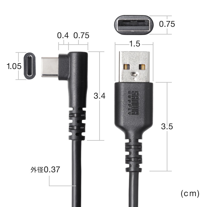 USB 2.0 Type-C�P�[�u���iC-A�EL�^�E1m�j
