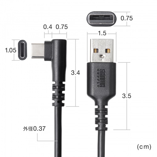 USB 2.0 Type-C�P�[�u���iC-A�EL�^�E1m�j