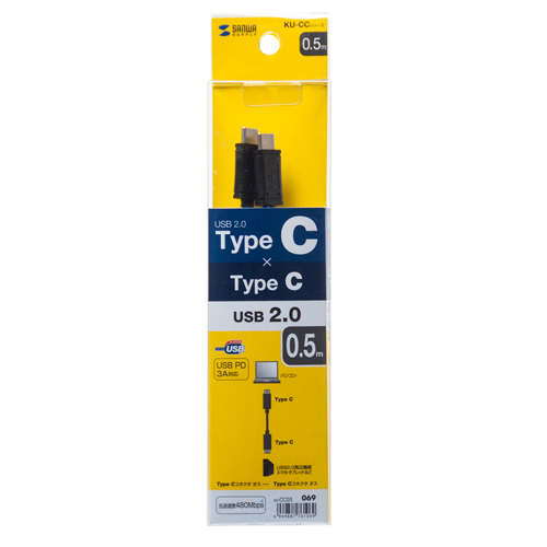 USB Type-CP[u 0.5m USB2.0 ubN USB PD60WΉ KU-CC05