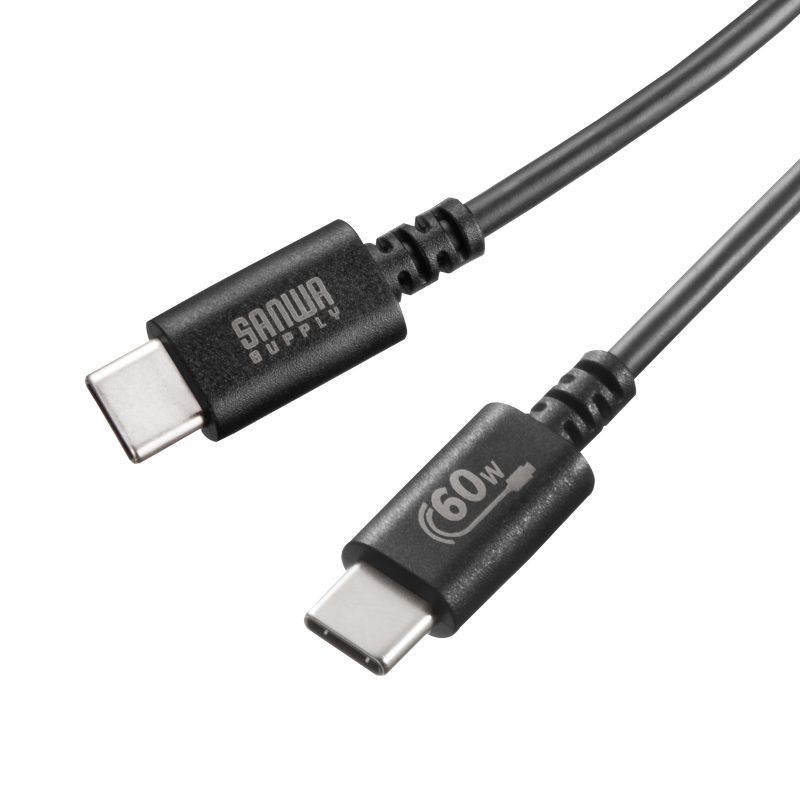 Type-CP[u USB2.0  480Mbps őPD60W USB-IFFؕi 0.5m ubN KU-CCP6005BK