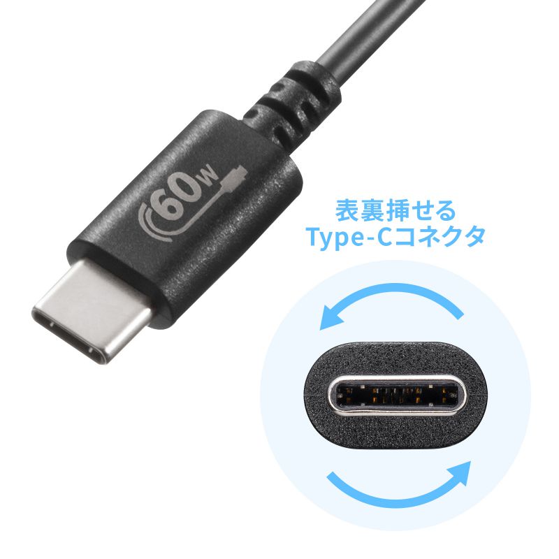 Type-CP[u USB2.0  480Mbps őPD60W USB-IFFؕi 0.5m ubN KU-CCP6005BK