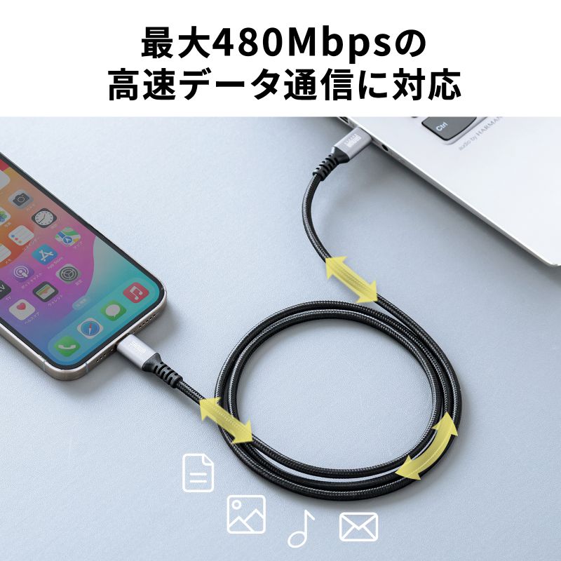 USB Type-CP[u USB PD60W |GXebV ϋv CtoC USB2.0 [d f[^] X}z ^ubg Nintendo Switch m[gp\R 2m KU-CCP6020TK