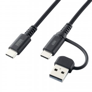 USB Type-CP[u USB Aϊ 2in1 PD60W VRP[u USB2.0Ή 480Mbps 1m ubN