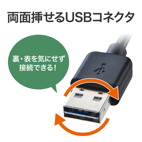 在庫特価】 USBAコネクタの向きを気にせず挿せる、USB延長ケーブル1m黒