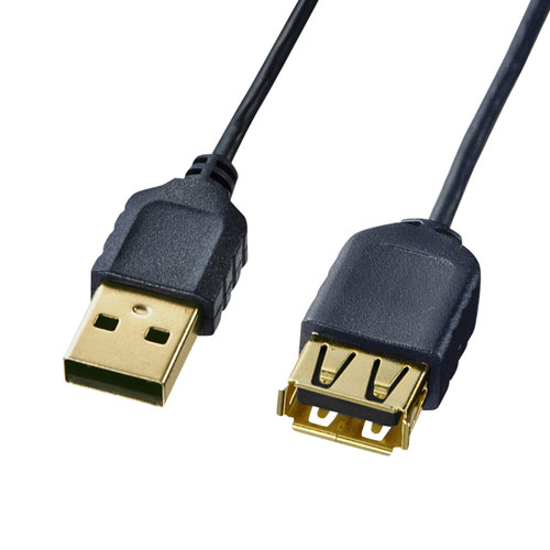 極細USB延長ケーブル（A-Aメス延長タイプ・ブラック・0.5m）