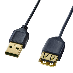 USB2.0延長ケーブル（0.5m・極細・ブラック）