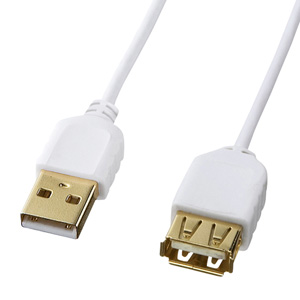 USB2.0延長ケーブル（0.5m・極細・ホワイト）