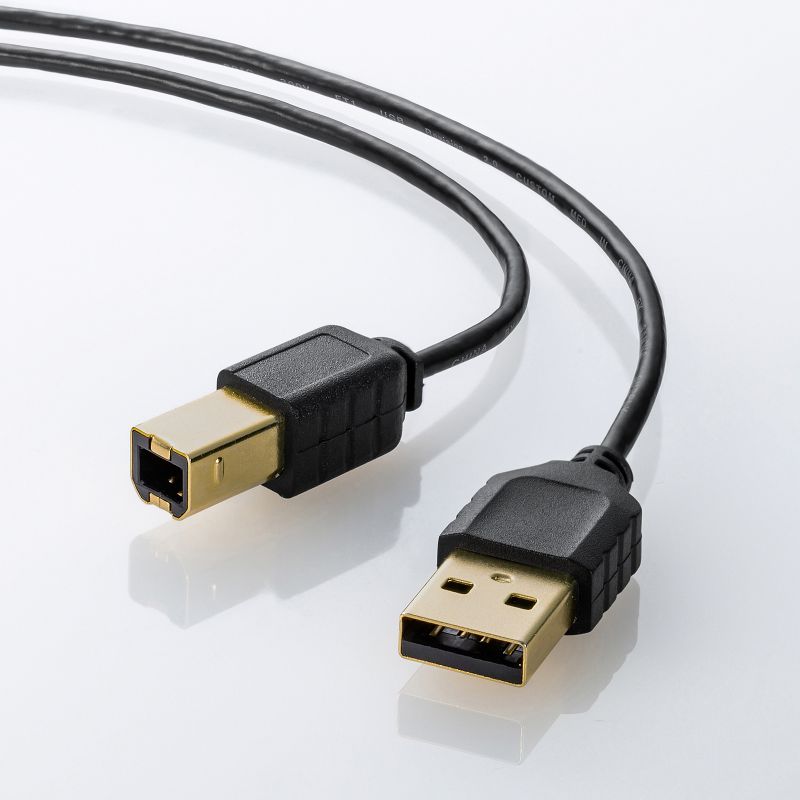 極細USBケーブル 0.5m USB2.0 USB A-Bコネクタ ブラック KU20-SL05BKK