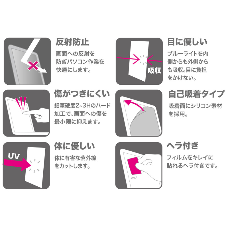 �t���ی�t�B���� 13.3�C���` 16:10 �u���[���C�g���C���g��450nm�ɂ����Ė�26%�J�b�g ���˖h�~ ���ʃe�[�v�s�v