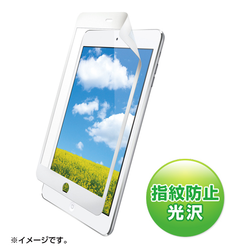 iPad mini 液晶保護フィルム(無気泡タイプ・白枠・指紋防止光沢)LCD ...