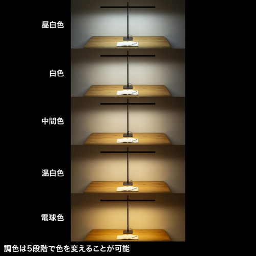 デスクライト LED ライトスタンド 5段階調光 コンセント 1100ルーメン