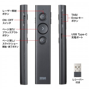 レーザーポインター パワーポインター ワイヤレスプレゼンター 2.4GHz  