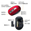Bluetoothマウス(静音・ブルーLED・5ボタン・高感度・レッド) MA-BTBL162R
