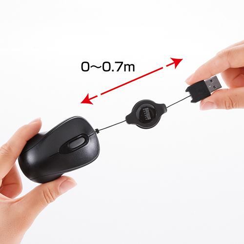 超小型マウス（ケーブル巻取り式・ブラック）MA-MA6BKの販売商品 |通販