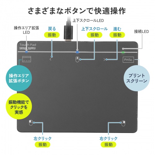 �^�b�`�p�b�h �L�� �U���@�\ USB �g���b�N�p�b�h ���C�����X ���^ �����x �X�N���[���L�[�{�[�h �W�F�X�`���[�@�\ Windows��p 6�C���` M�T�C�Y �K�����^