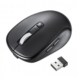 ワイヤレスマウス Bluetoothマウス 静音 5ボタン 充電式 ブルーLED ブラック