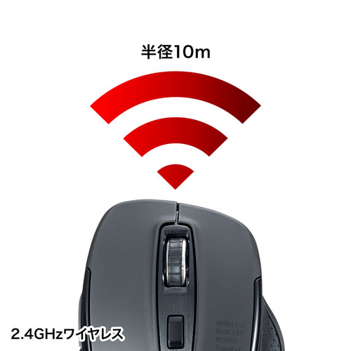 ワイヤレスマウス(静音・ブルーLED・USB A/Type-Cレシーバー・ブラック) MA-WBLC169BK