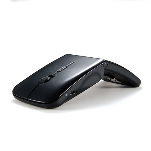 静音ワイヤレスマウス 超薄型 3ボタン USB充電式 ブラック