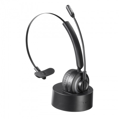 Bluetoothヘッドセット 通話用 全指向性 ノイズキャンセル機能 充電クレードル付 PC スマホ タブレット 両耳対応 ミュート機能 無線 Type-C MM-BTMH66BK