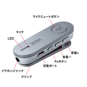 Bluetoothスピーカーフォン MM-BTMSP3MC用 クリップ式マイクのみ 送信