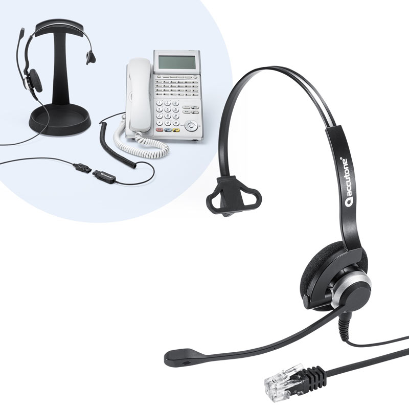 電話用ヘッドセット 片耳タイプ 軽量 結線切り替え 単一指向性 RJ-9