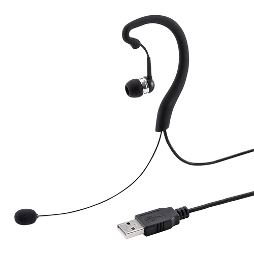 Usbヘッドセット 片耳タイプ カナル型イヤホン Mm Hsusb15bkの販売商品 通販ならサンワダイレクト