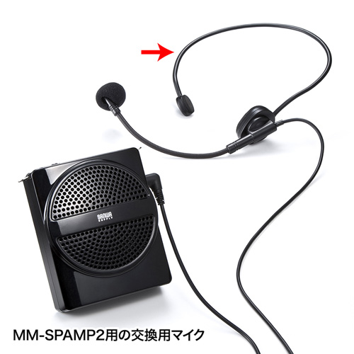 ヘッドマイク 拡声器用マイク MM-SPAMP2専用 有線タイプ ハンズフリー 