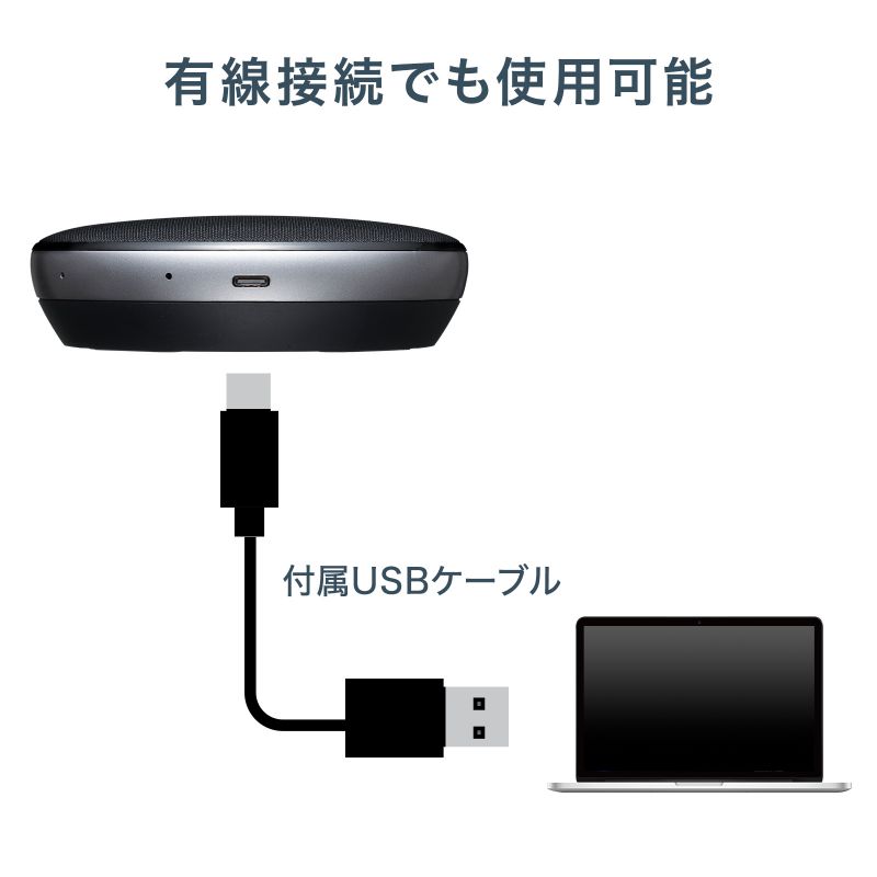 ワイヤレス会議スピーカーフォン 2.4GHz レシーバー 有線接続可能 USB充電 3台連結 増設可能 集音範囲3m 通信距離10m ミーティング Web会議 小型 MM-WLMSP1