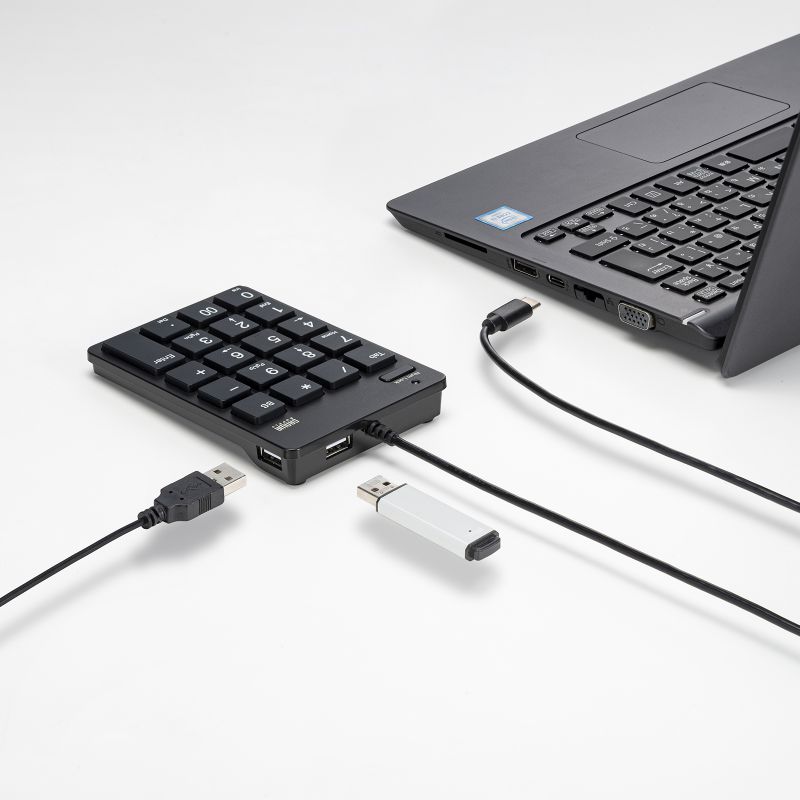 USBテンキー（Type-Cコネクタ・USB2.0ハブ付き） NT-18CUHBK