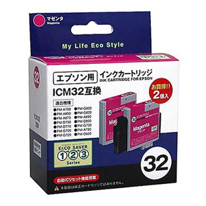 エプソン ICM32 互換 汎用インクカートリッジ（2個パック）OME-32MA-2P